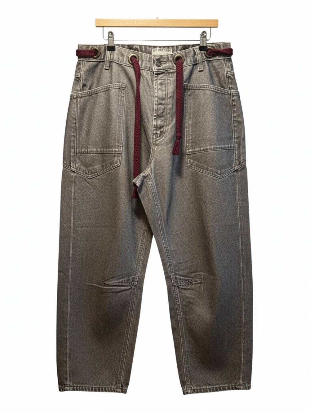 Free People- We The Free Moxie Low Slung Coated Barrel Jean - Metallic Grey - Picture 3 of 3